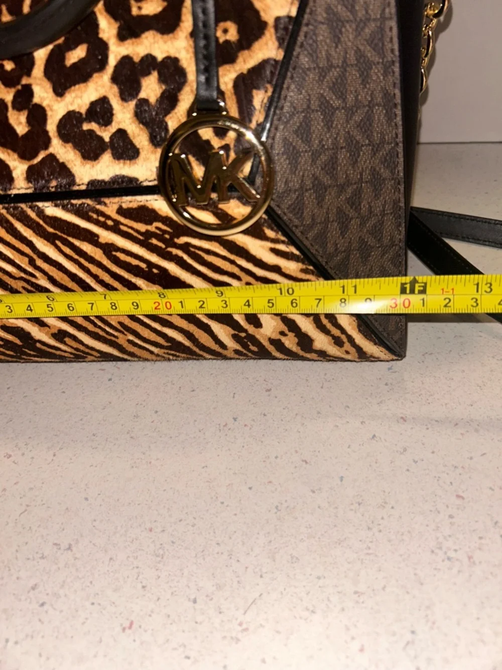 Michael Kors Animal-Print Satchel in Black and Brown - Picture 5 of 13